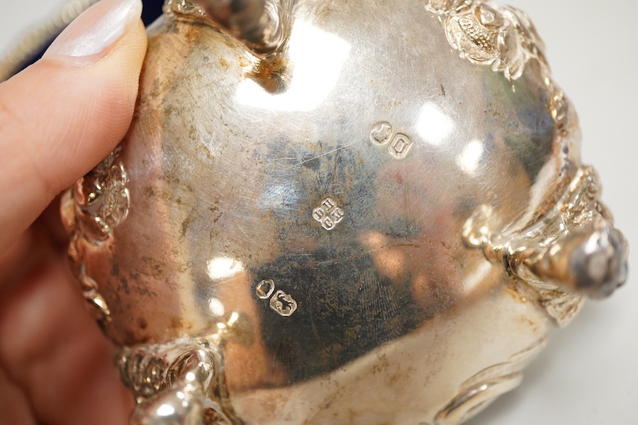A pair of Victorian silver cauldron salts